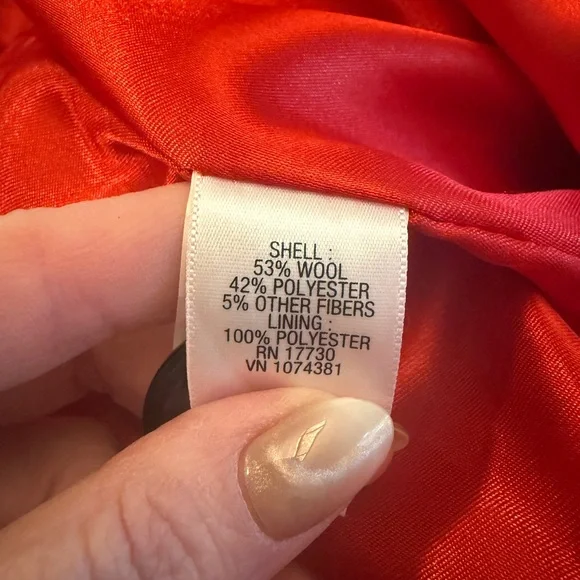 MERONA Women's Bold Red Pea Coat, size Large - Picture 4 of 7